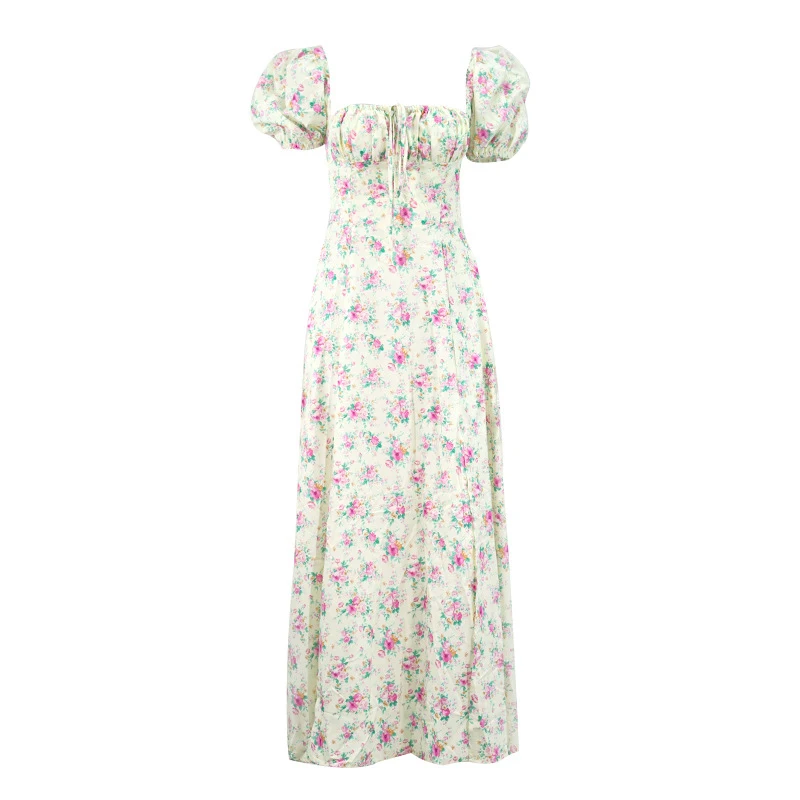 Summer Dress Women Short Puff Sleeve Flroal Printed Ruched Party High Split Maxi Dresses Drawstring Long Sexy Vestidos Sundress
Summer Dress Women Short Puff Sleeve Flroal Printed Ruched Party High Split Maxi Dresses Drawstring Long Sexy Vestidos Sundress