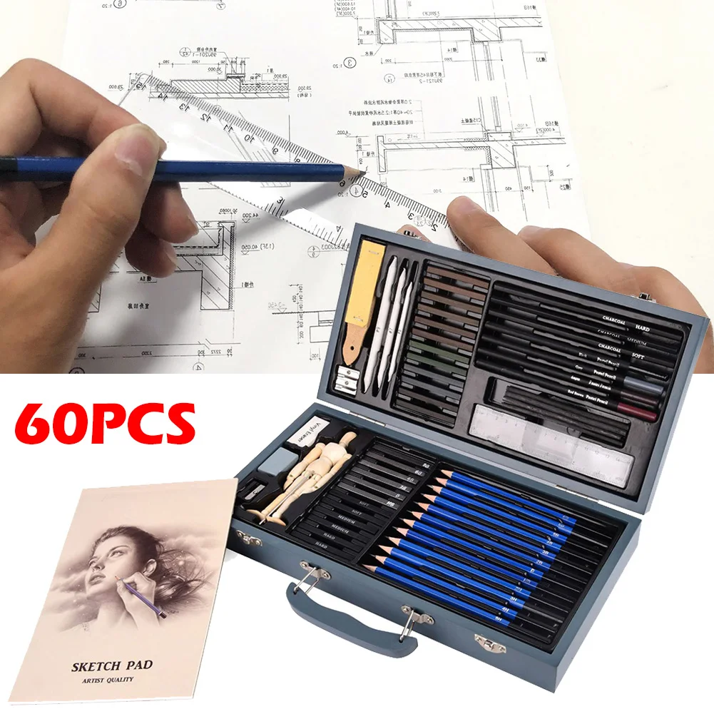 60Pcs Professional Sketch Pencil Art Pencil Set Charcoal Brush Sketch Tools with Eraser Pencil Sharpener Ruler Gift for Kids
60Pcs Professional Sketch Pencil Art Pencil Set Charcoal Brush Sketch Tools with Eraser Pencil Sharpener Ruler Gift for Kids