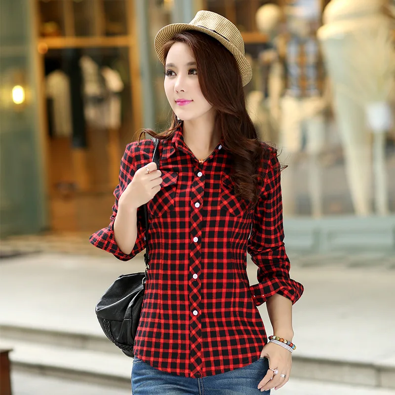 Fashion Women Blouses Long Sleeve Turn-down Collar Plaid Shirts Women Cotton Plus Size Casual Shirt Style Blusas Brand New 2020
Fashion Women Blouses Long Sleeve Turn-down Collar Plaid Shirts Women Cotton Plus Size Casual Shirt Style Blusas Brand New 2020
