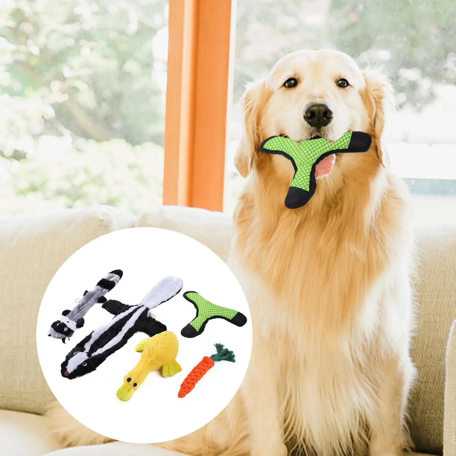 

5pieces Squeaky Dog Toys for Small Large Dogs Animal Shape Plush Pet Puppy Squeakers Chew Bite Resistant Toy Pets Supplies
