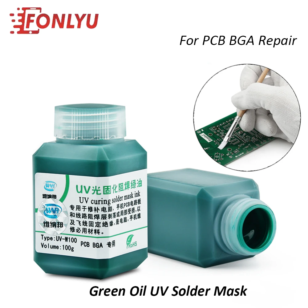 100g Green Oil UV Solder Mask Prevent Corrosive Arcing Paste Flux For PCB Motherboard Circuit Board Solder Protective Paint
100g Green Oil UV Solder Mask Prevent Corrosive Arcing Paste Flux For PCB Motherboard Circuit Board Solder Protective Paint