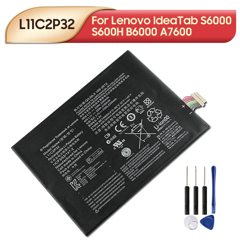 Оригинальный сменный аккумулятор L11C2P32 L11C2P31 для Lenovo IdeaTab S6000 S600H B6000 A7600, аккумулятор для планшета 6340 мАч
Оригинальный сменный аккумулятор L11C2P32 L11C2P31 для Lenovo IdeaTab S6000 S600H B6000 A7600, аккумулятор для планшета 6340 мАч