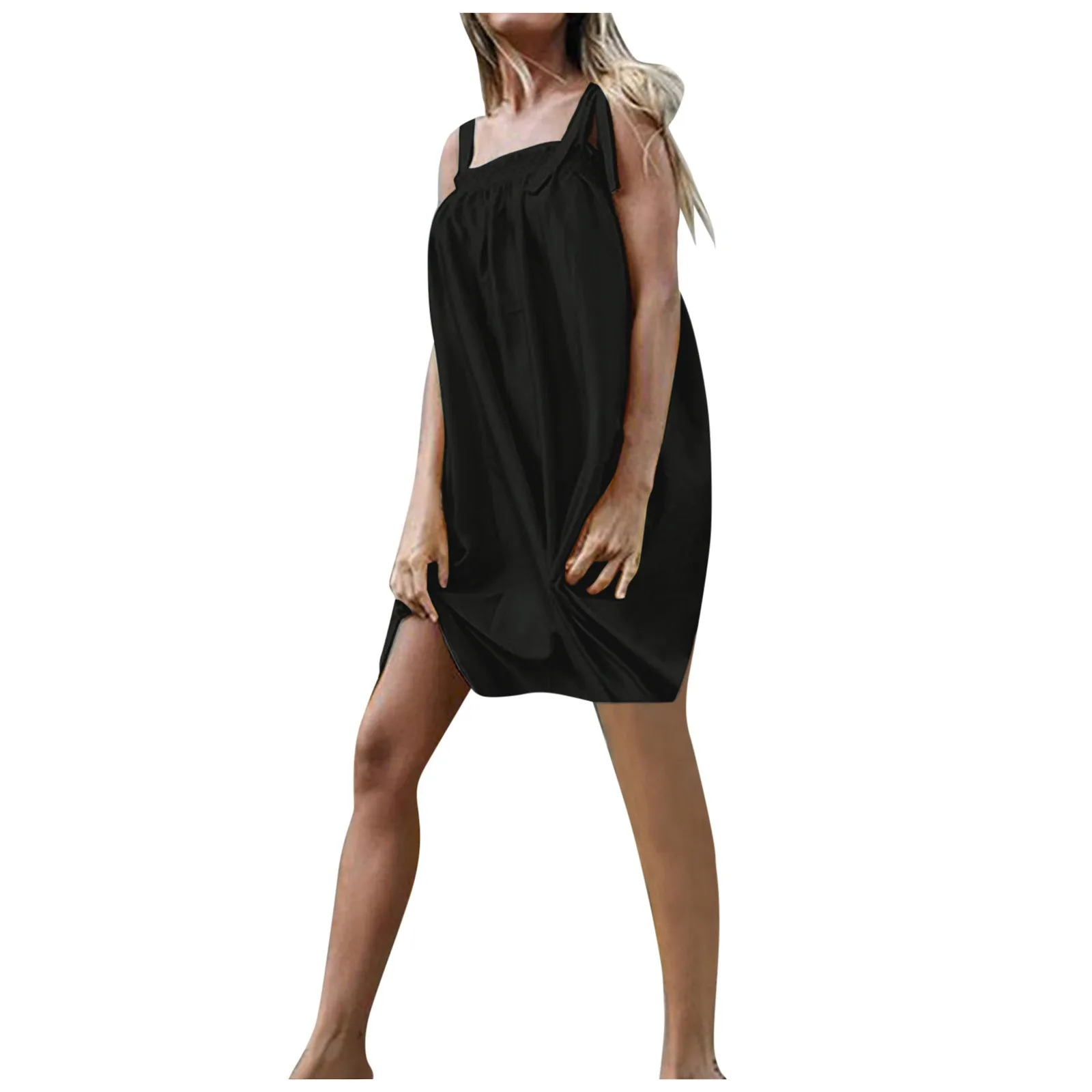 40# Vintage Draped Summer Dress Solid Color Trapless Spagetti Strap Dress Woman Loose Sleeveless Mini Dress Solid Color Dress
40# Vintage Draped Summer Dress Solid Color Trapless Spagetti Strap Dress Woman Loose Sleeveless Mini Dress Solid Color Dress