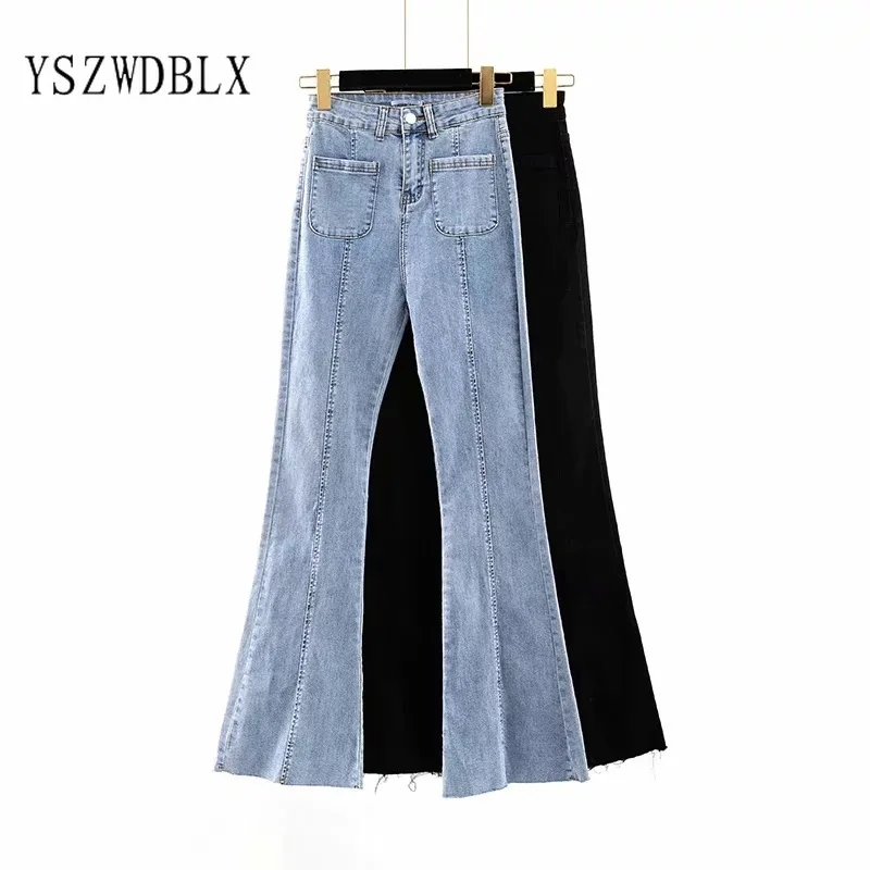 Fashion Flare Pant Women 2021 Spring Autumn Denim Full Length Pant High Waist Women's Jeans Casual Slim Ladies Spliced Trousers 
Fashion Flare Pant Women 2021 Spring Autumn Denim Full Length Pant High Waist Women's Jeans Casual Slim Ladies Spliced Trousers
