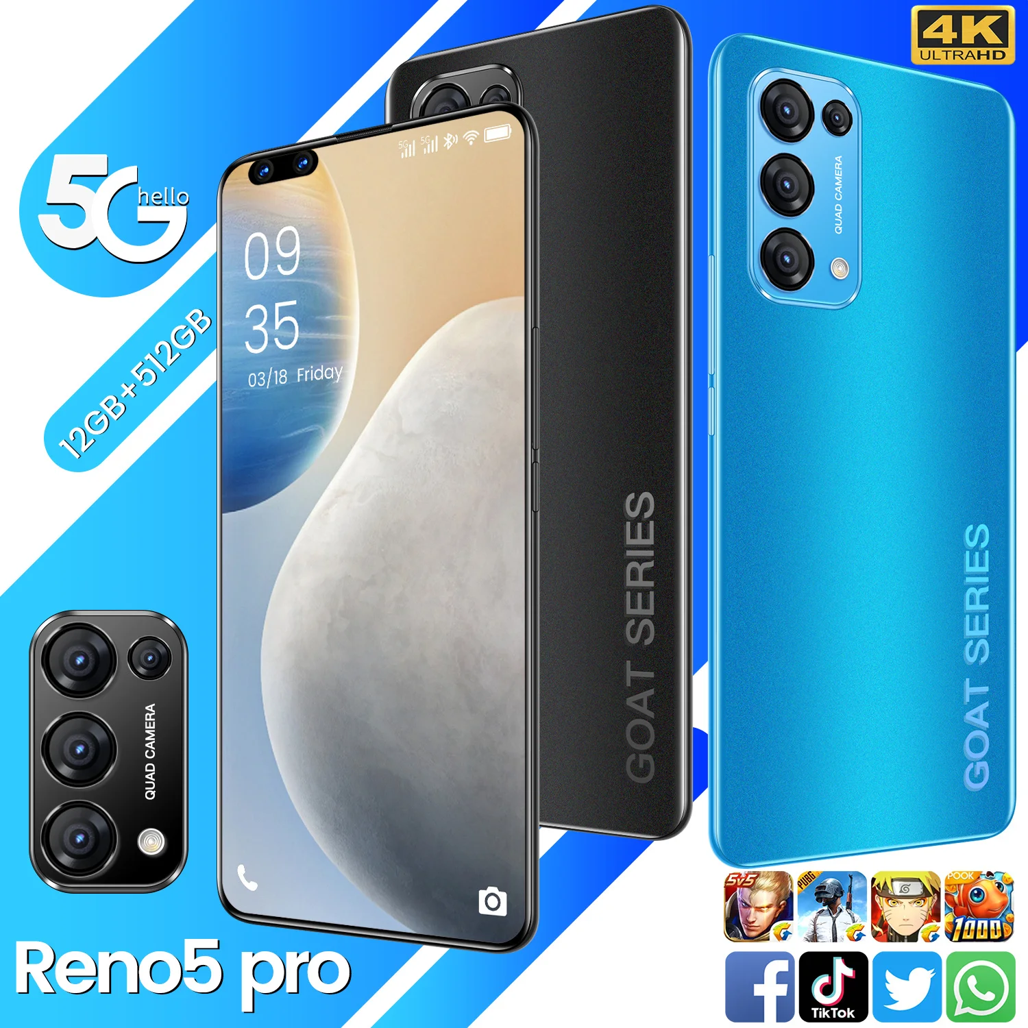 7.3inch Reno5 Pro Smartphone Android10 5G 5000mAh 12GB+512GB Unlocked Mobile Phones Global Version 16+28MP Camera Cell Phone New
7.3inch Reno5 Pro Smartphone Android10 5G 5000mAh 12GB+512GB Unlocked Mobile Phones Global Version 16+28MP Camera Cell Phone New