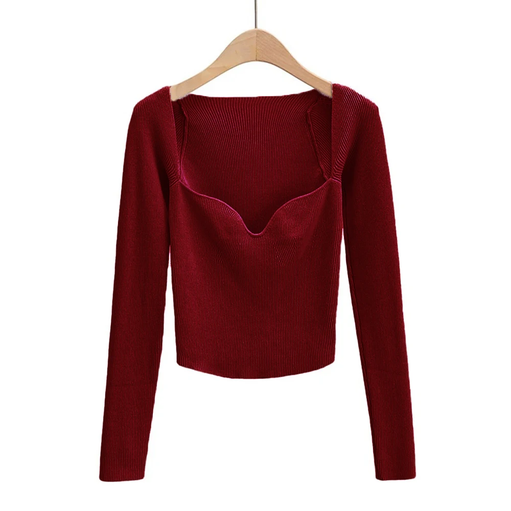 Sexy Square Neck Ribbed Tight Knitted Sweater Women Casual Long Sleeve Elastic Pullovers Streetwear Soft Basic Korean Top Femal
Sexy Square Neck Ribbed Tight Knitted Sweater Women Casual Long Sleeve Elastic Pullovers Streetwear Soft Basic Korean Top Femal