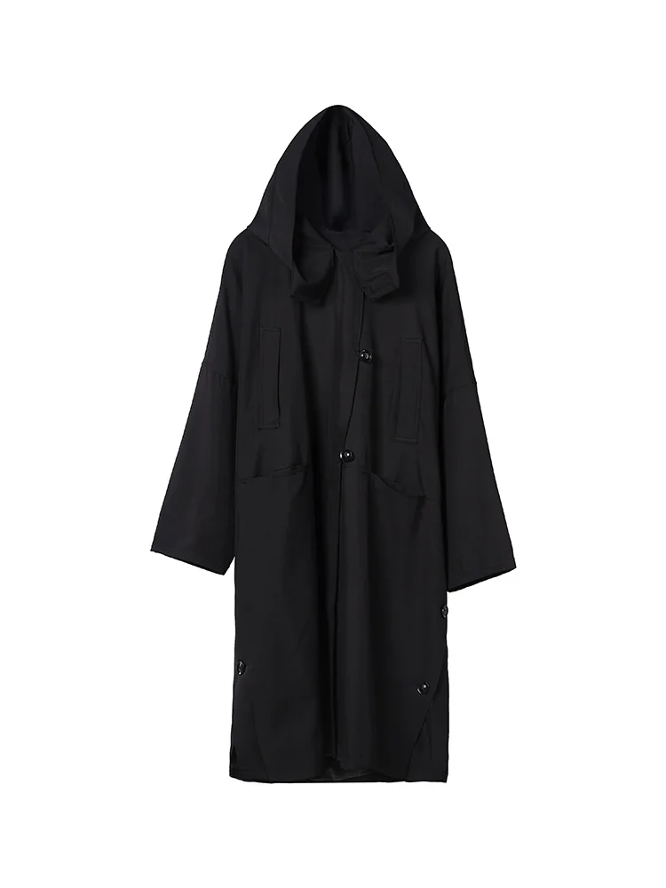 Retro Vintage Black Color ladies Long Hooded trench coats Female stylish female Overcoat
Retro Vintage Black Color ladies Long Hooded trench coats Female stylish female Overcoat