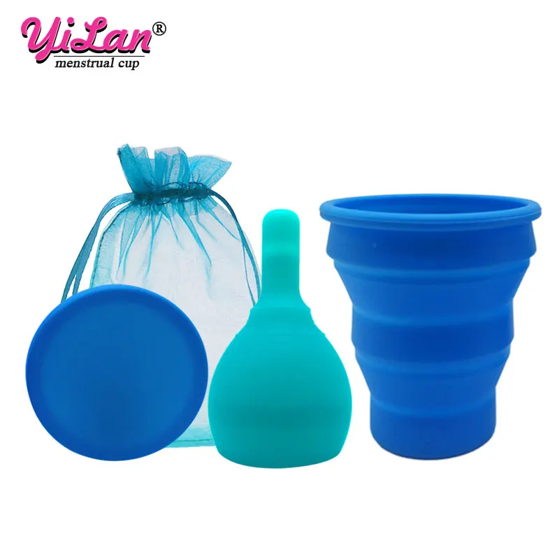 

New Discharge Valve Menstrual Cup & Sterilizer Medical Silicone Mestrual Collector Women Period Cup Feminine Hygiene Vaginal Cup