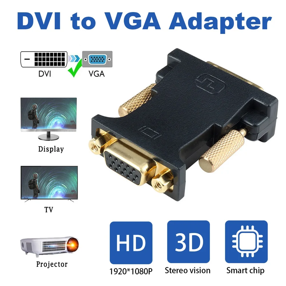 DVI To VGA Adapter Dual Link DVI 24+1 DVI-D Male To VGA Female Active Video Converter Connector For PC DVD Monitor HDTV
DVI To VGA Adapter Dual Link DVI 24+1 DVI-D Male To VGA Female Active Video Converter Connector For PC DVD Monitor HDTV