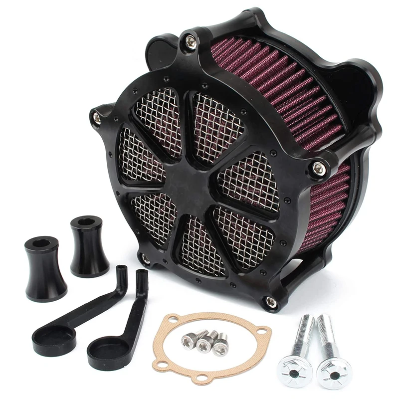 

Air Cleaner Intake Filter Black Contrast Cut System Kit For Harley Touring Road King 93-2007 Dyna Twin Cam 99-2017 Softail FXST