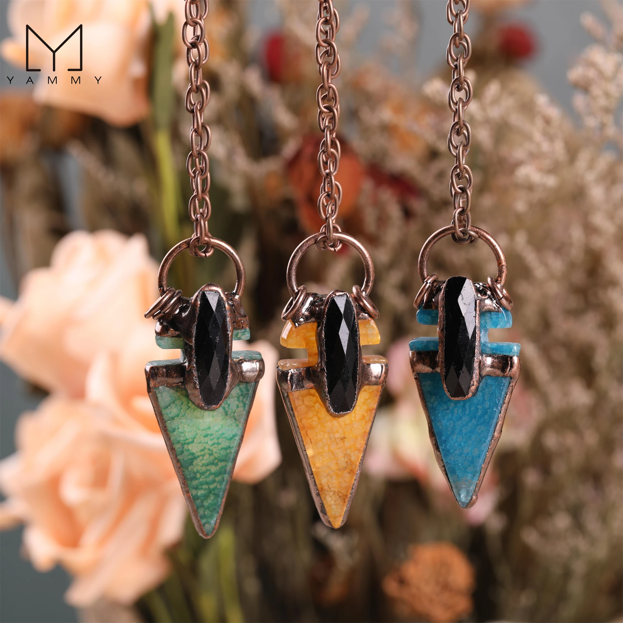 Yammy Natural Agate Arrow Pendant Antique Copper Set With Black Agate Gemstone Meditation Witch Necklace Vintage Jewelry
Yammy Natural Agate Arrow Pendant Antique Copper Set With Black Agate Gemstone Meditation Witch Necklace Vintage Jewelry