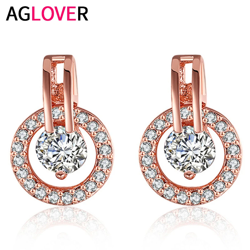 AGLOVER Luxury Zircon 925 Sterling Silver Rose Gold Round Zircon 17MM Stud Earrings For Woman Fashion Engagement Party Jewelry
AGLOVER Luxury Zircon 925 Sterling Silver Rose Gold Round Zircon 17MM Stud Earrings For Woman Fashion Engagement Party Jewelry