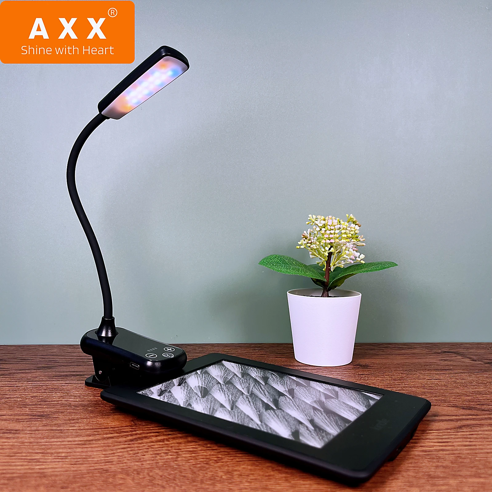 

AXX USB перезаряжаемая портативная лампа для чтения для детей, мини-ночсветильник с зажимом для спальни, гибкая светодиодная кровать, дорожная...