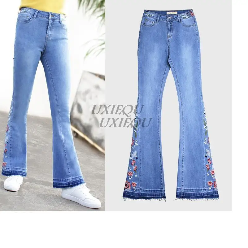 2021 Women's Wide-leg Pants Denim Flared Pants Women's Embroidered Embroidery Trousers Fashion Trend
2021 Women's Wide-leg Pants Denim Flared Pants Women's Embroidered Embroidery Trousers Fashion Trend