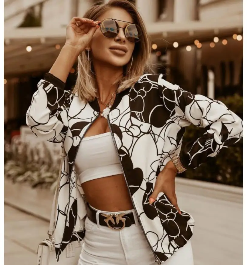2020 Women Bomber Jacket Thin Printing Jackets Fashion Basic Long Sleeve Coat Casual Windbreaker Stand Collar Slim Outerwear
2020 Women Bomber Jacket Thin Printing Jackets Fashion Basic Long Sleeve Coat Casual Windbreaker Stand Collar Slim Outerwear