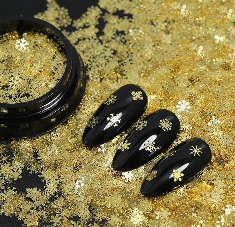 3D Nail Art Glitter Metallic Gold Snowflake Nail Sequins Metal Slice Flakes Acrylic Designs Manicure Decoration
3D Nail Art Glitter Metallic Gold Snowflake Nail Sequins Metal Slice Flakes Acrylic Designs Manicure Decoration