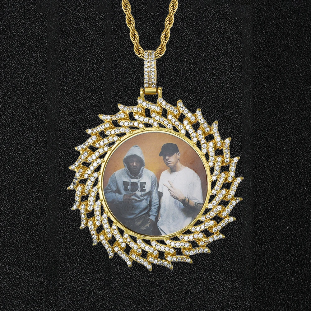 Hip Hop Custom Made Photo Round Rotating Iced Out Bling Cubic Zircon Necklace Pendant Customized Men Jewelry With Tennis Chain
Hip Hop Custom Made Photo Round Rotating Iced Out Bling Cubic Zircon Necklace Pendant Customized Men Jewelry With Tennis Chain