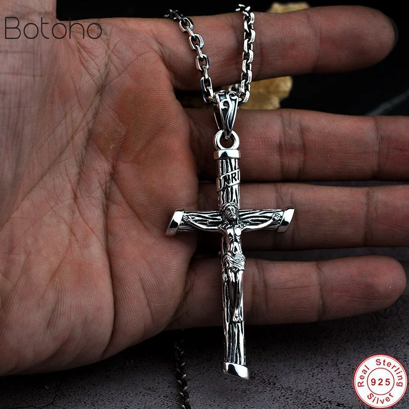 

Кулон с крестом Иисуса из серебра 925 пробы для мужчин и женщин