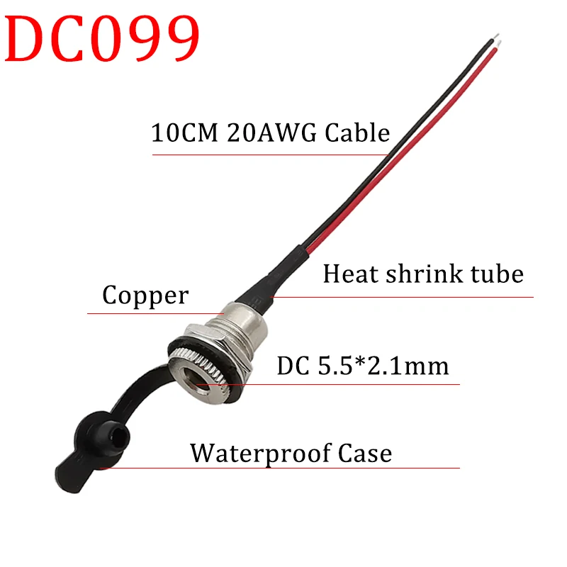 Женский адаптер питания постоянного тока 5,5x2,1 мм, разъем постоянного тока с резьбой, панельный разъем с водонепроницаемой крышкой 20AWG 10/15/20 см
Женский адаптер питания постоянного тока 5,5x2,1 мм, разъем постоянного тока с резьбой, панельный разъем с водонепроницаемой крышкой 20AWG 10/15/20 см