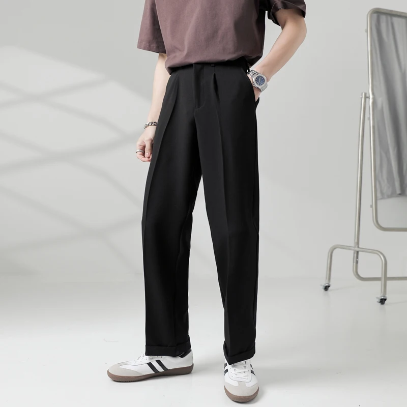 

Брюки-блейзер мужские/женские повседневные, модная уличная одежда, свободные прямые Костюмные штаны, однотонные деловые брюки