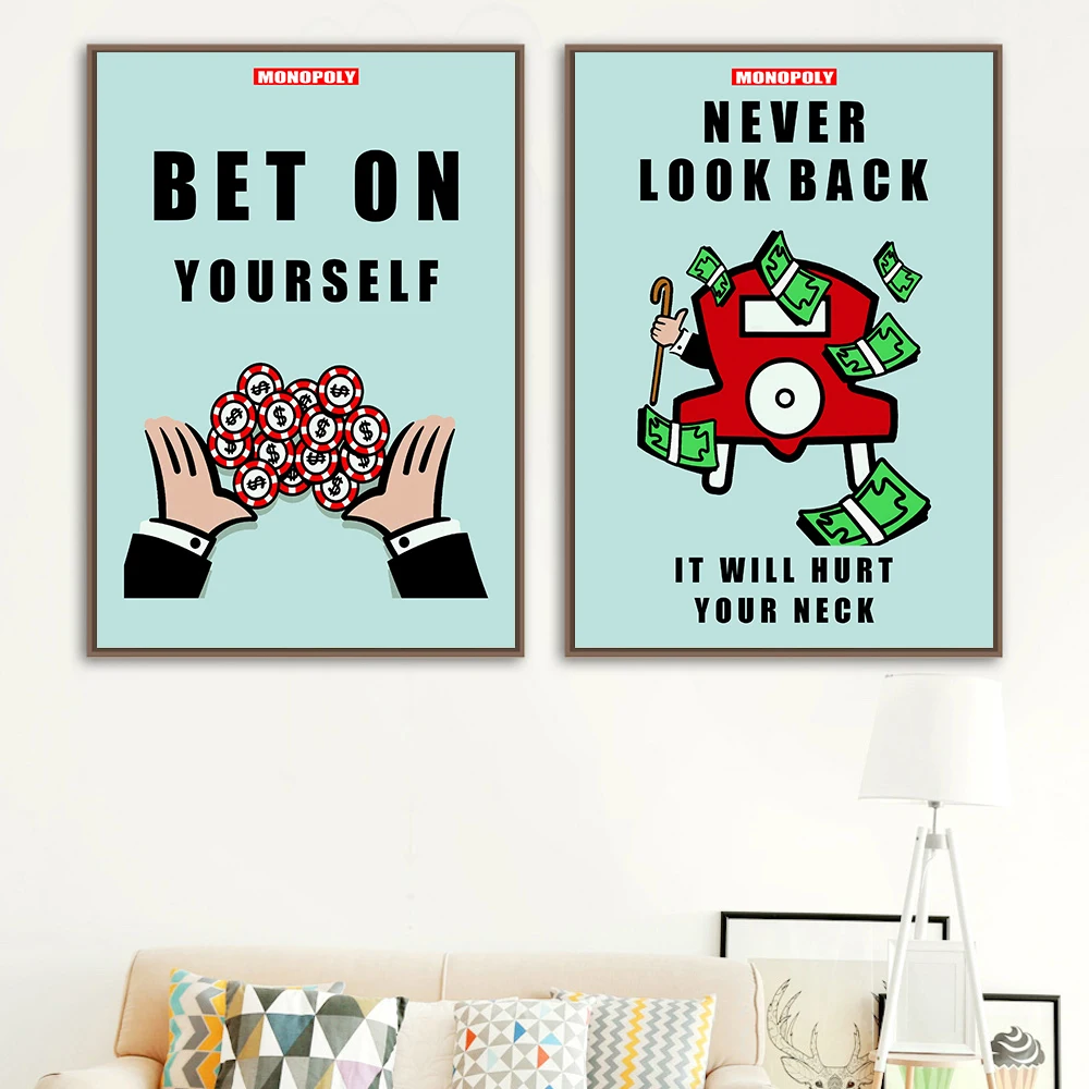 Modern Room Print Set of 2 Monopoly Quotes Wall Painting Bet On Yourself And Never Look Back No Frame Pictures
Modern Room Print Set of 2 Monopoly Quotes Wall Painting Bet On Yourself And Never Look Back No Frame Pictures