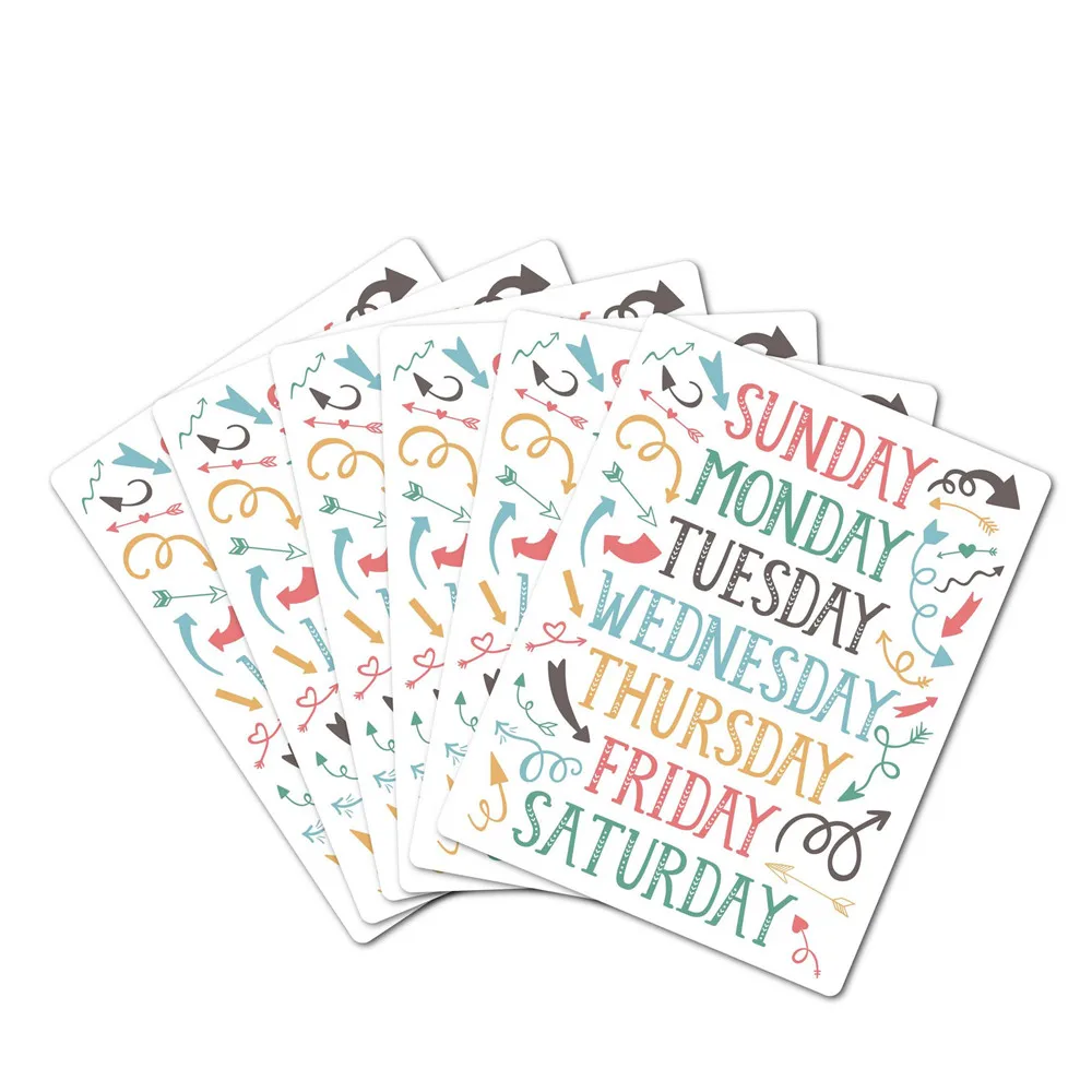 5 Sheets/Pack Weekly Stickers Monday To Sunday 7 Days Paper Hand Account Material Creative English Planner Label Sticker
5 Sheets/Pack Weekly Stickers Monday To Sunday 7 Days Paper Hand Account Material Creative English Planner Label Sticker