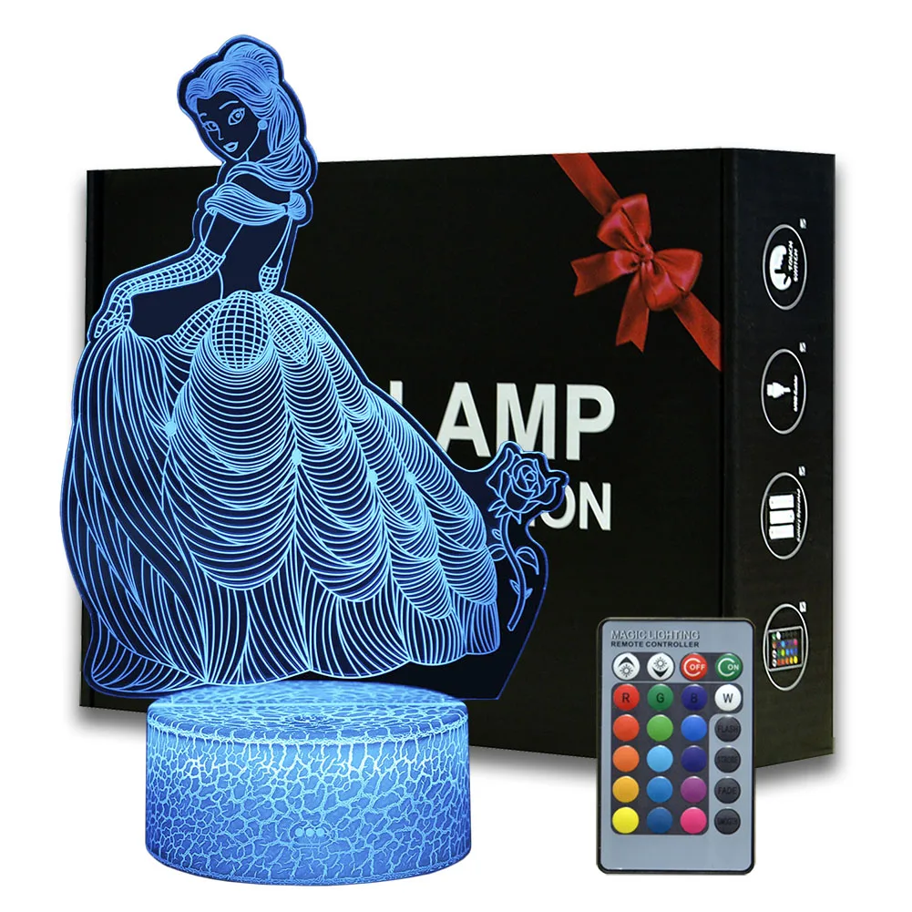 3D illusion Princess Desk Lamp Touching LED Night Light Home Room Girls Cartoon Lampen Decoration Creative Table Lamps For Gift
3D illusion Princess Desk Lamp Touching LED Night Light Home Room Girls Cartoon Lampen Decoration Creative Table Lamps For Gift