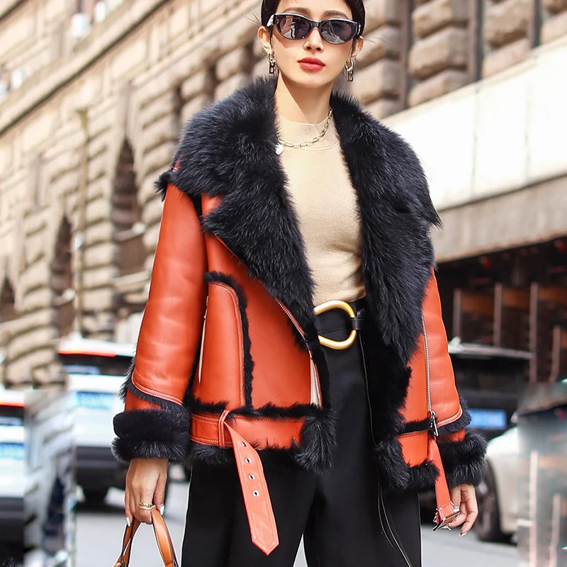 SHZQ Winter Female Genuine Sheepskin Leather Fur Coat Shearing Fur Liner Belt Jacket Brown Winter Coat Women Fashion Wear
SHZQ Winter Female Genuine Sheepskin Leather Fur Coat Shearing Fur Liner Belt Jacket Brown Winter Coat Women Fashion Wear