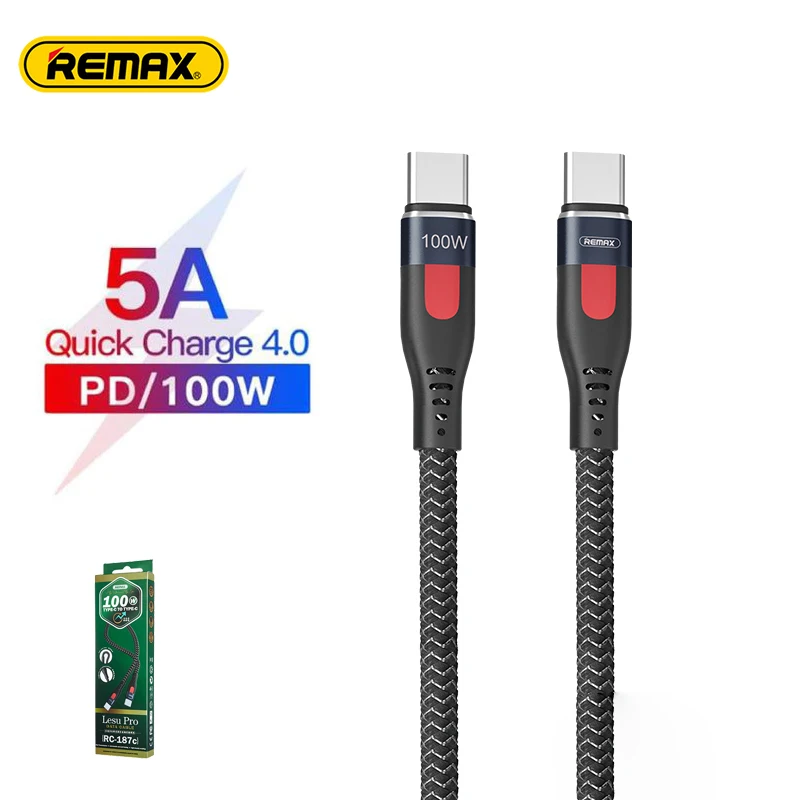 

Remax RC-187 USB C Type C To Type C Lightning Wire For xiaomi iPhone PD 100W QC4.0 Charging Fast Charging Data Cable huawei ipad