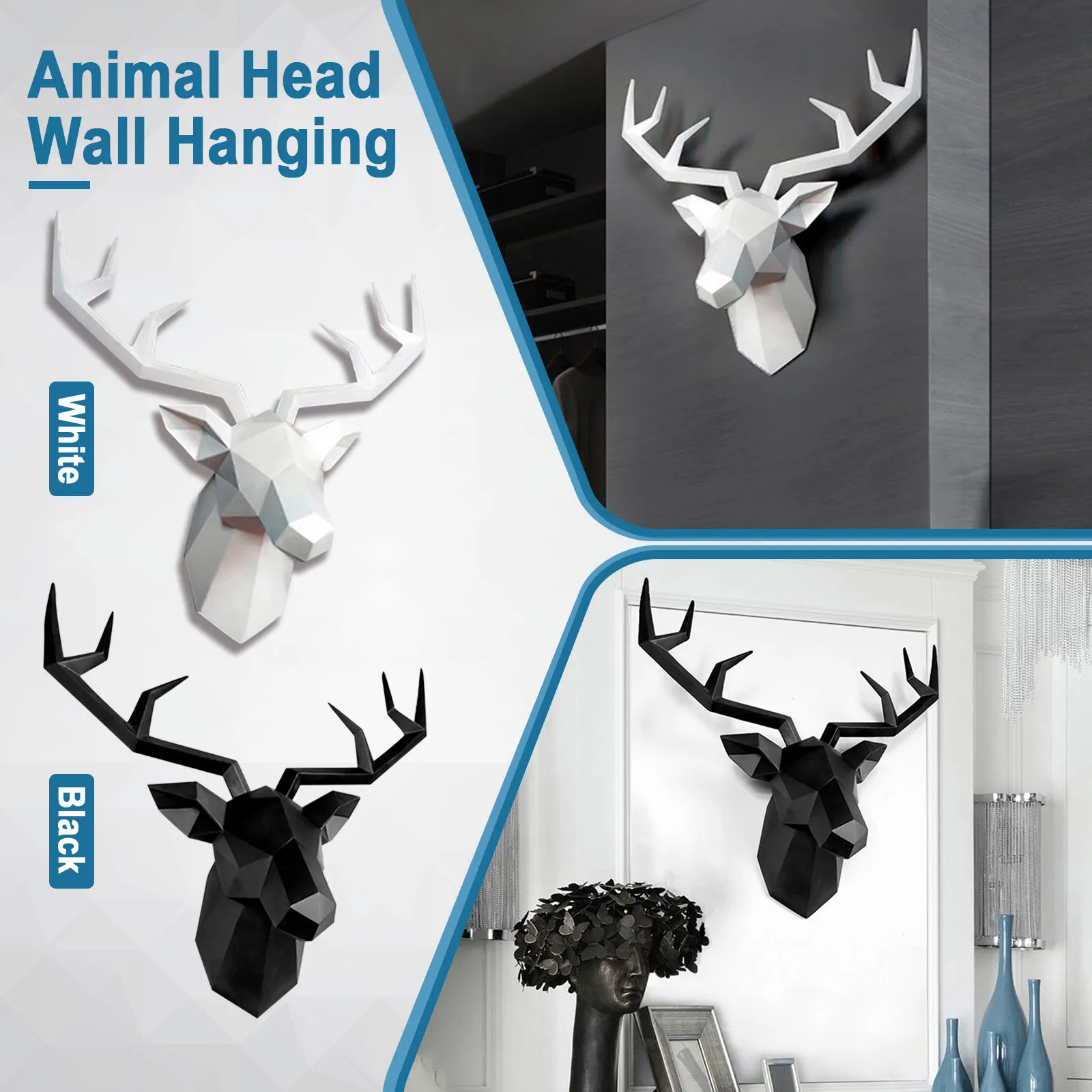 Deer Head Wall Hanging Resin Statue Sculpture Decor Home Wall Decoration Accessories Nordic Bedside Decoration Wall Pendant #40
Deer Head Wall Hanging Resin Statue Sculpture Decor Home Wall Decoration Accessories Nordic Bedside Decoration Wall Pendant #40
