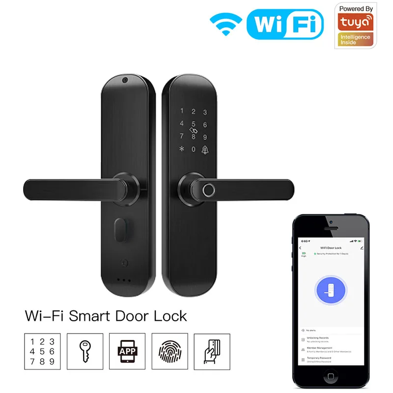 

WiFi Tuya Smart Door Lock Multiple Unlocking Fingerprint Lock with Smart Life APP Password RFID Door Lock Battery Powered