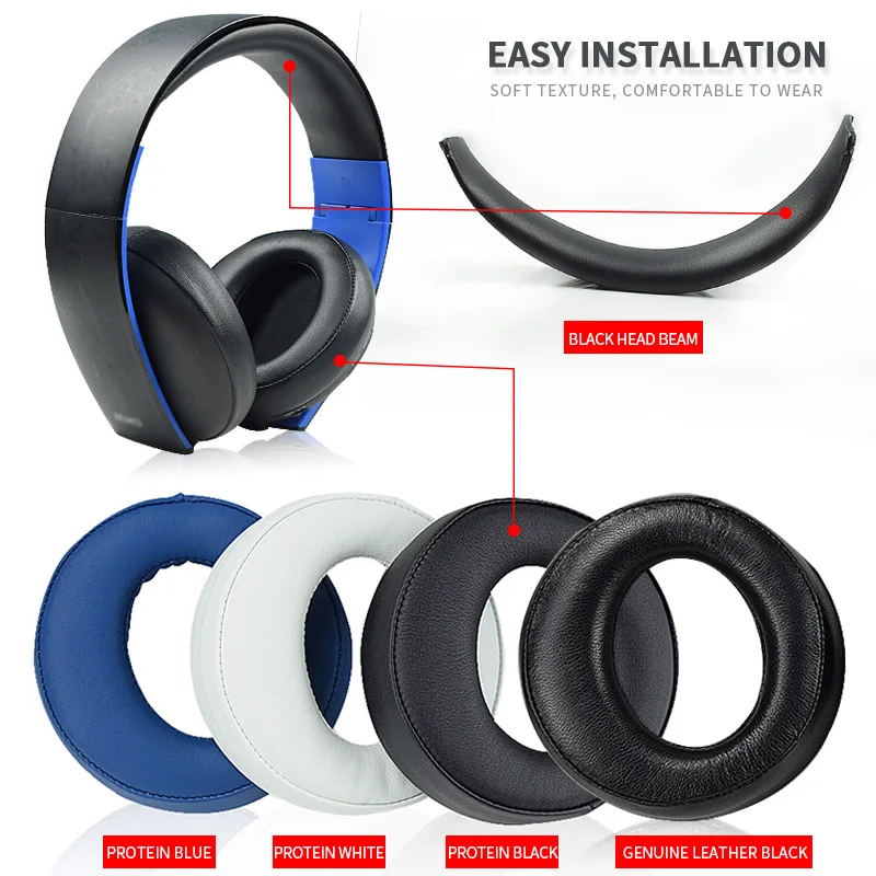

Original Black Ear Pad Cushion Earmuff Earpads For SONY Gold Wireless PS3 PS4 7.1 Virtual Surround Headset CECHYA-0083(L+R)