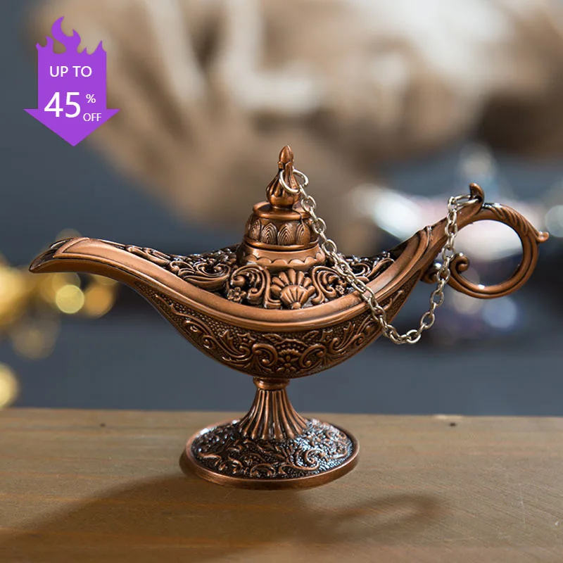 Aladdin Magic Lamp Classic Metal Crafts Wishing Lamp Aromatherapy Stove Home Creative Decoration Gifts 
Aladdin Magic Lamp Classic Metal Crafts Wishing Lamp Aromatherapy Stove Home Creative Decoration Gifts