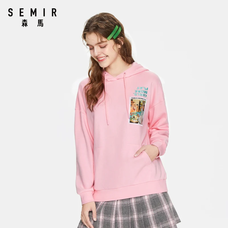 SEMIR Sweatshirt women 2020 spring new hooded loose long sleeve hoodies trend printing thin style 
SEMIR Sweatshirt women 2020 spring new hooded loose long sleeve hoodies trend printing thin style