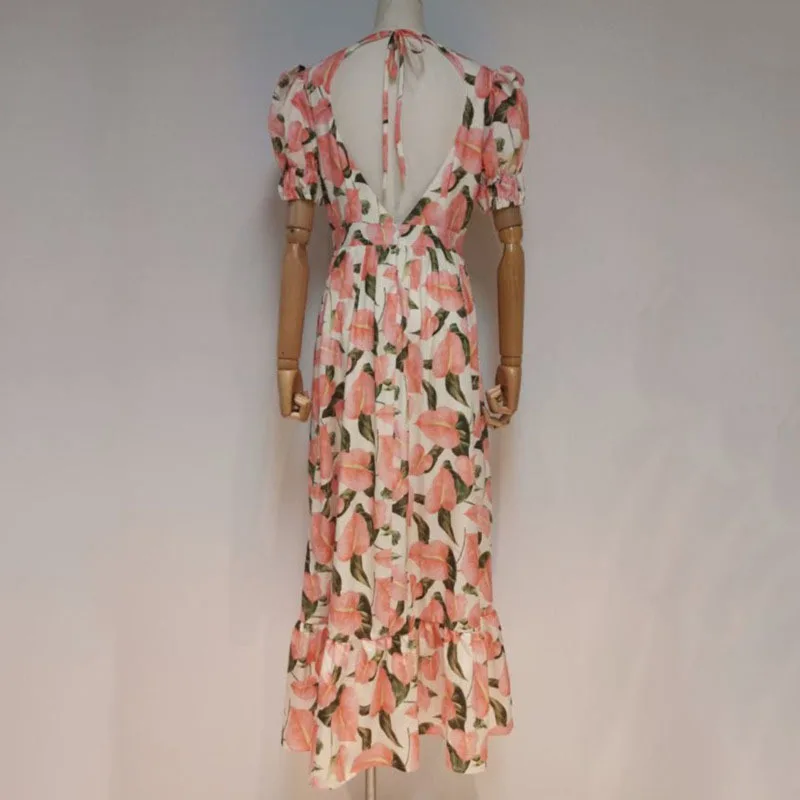DEAT Women Printing Backless Hollow Out Dress New Round Neck Short Puff High Sleeve Slim Fit Fashion Tide Summer 2021 7E0124
DEAT Women Printing Backless Hollow Out Dress New Round Neck Short Puff High Sleeve Slim Fit Fashion Tide Summer 2021 7E0124