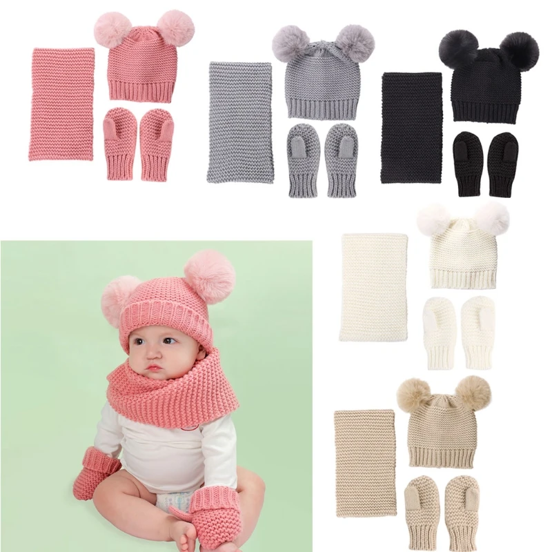 Hat Scarf Gloves Set Beanie Cap Children Fake Ball Pompon Warm Winter Mittens
Hat Scarf Gloves Set Beanie Cap Children Fake Ball Pompon Warm Winter Mittens