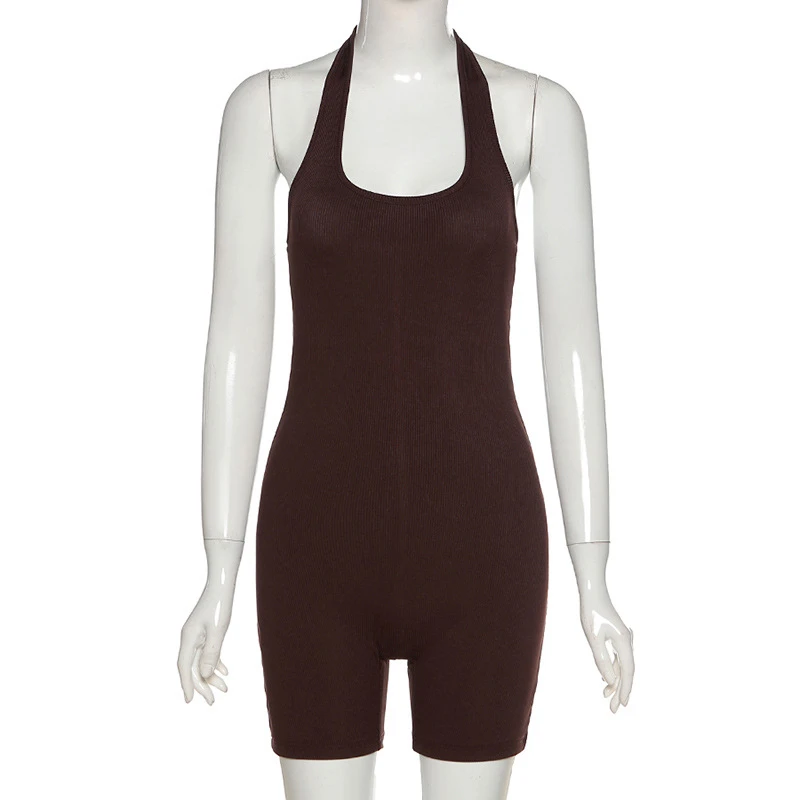 2021 Summer Women Casual Open Back Playsuit Solid Color Sexy Sport Wear Bodycon Black Jumpsuits Sleeveless Halter Slim Rompers
2021 Summer Women Casual Open Back Playsuit Solid Color Sexy Sport Wear Bodycon Black Jumpsuits Sleeveless Halter Slim Rompers