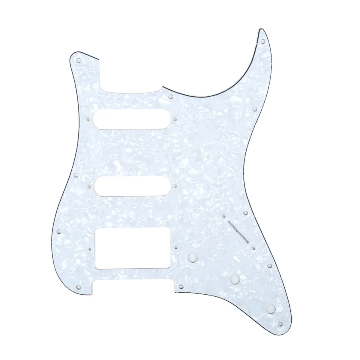 

Musiclily HSS 11 Hole Guitar Strat Pickguard for Fender USA/Mexican Made Standard Stratocaster Modern Style, 4Ply White Pearl
