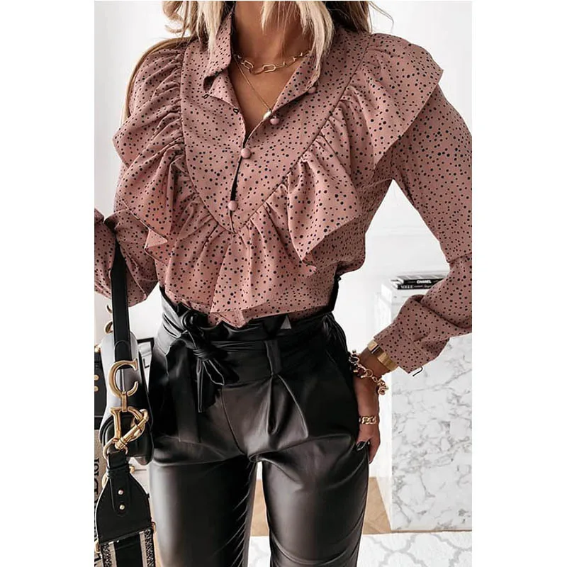 New polka dot printing long-sleeved V-neck shirt blouse female 2021 fashion Long sleeve spring Chiffon shirt Casual print blouse
New polka dot printing long-sleeved V-neck shirt blouse female 2021 fashion Long sleeve spring Chiffon shirt Casual print blouse