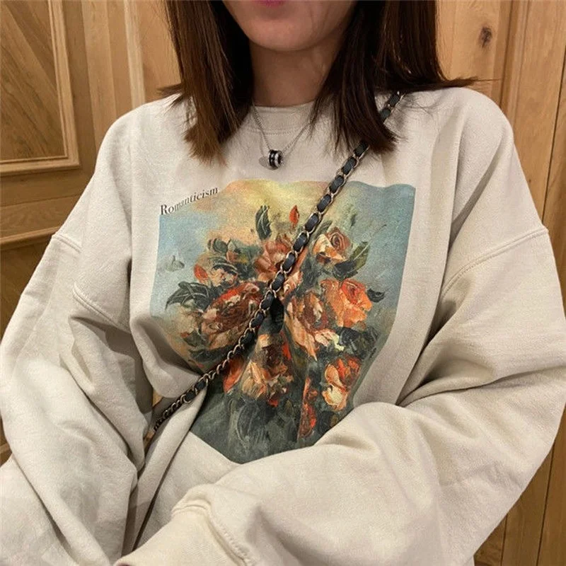Vintage Oil Painting Sunflower Print Sweatshirt Women Long Sleeve O Neck Loose Pullovers Streetwear Casual Female Hoodies Tops
Vintage Oil Painting Sunflower Print Sweatshirt Women Long Sleeve O Neck Loose Pullovers Streetwear Casual Female Hoodies Tops