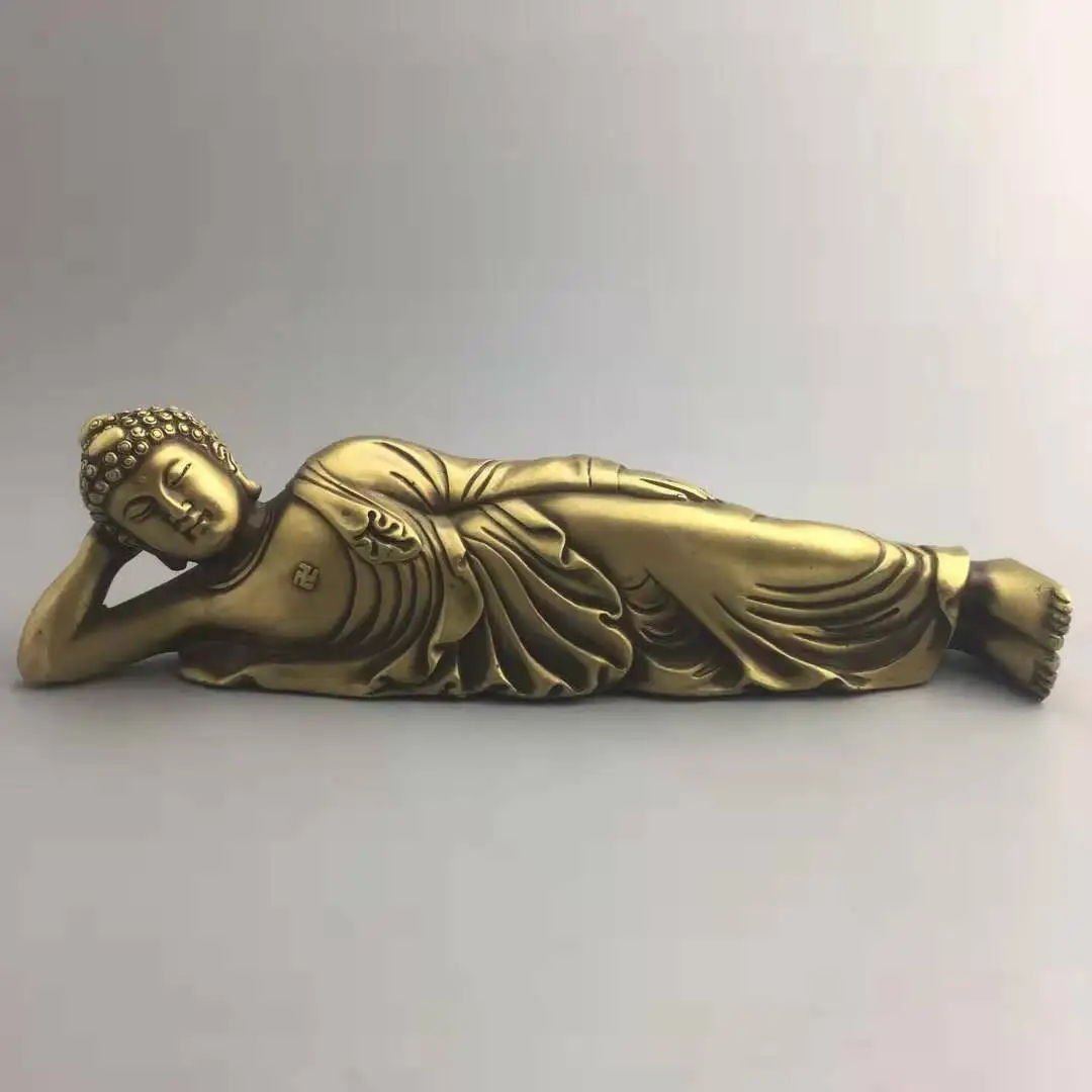Bronze Brass Craft Gift Buddha Statue Sleeping Buddha Sakyamuni Nirvana Statue Safe and Good Luck Home Fengshui Decoration 
Bronze Brass Craft Gift Buddha Statue Sleeping Buddha Sakyamuni Nirvana Statue Safe and Good Luck Home Fengshui Decoration