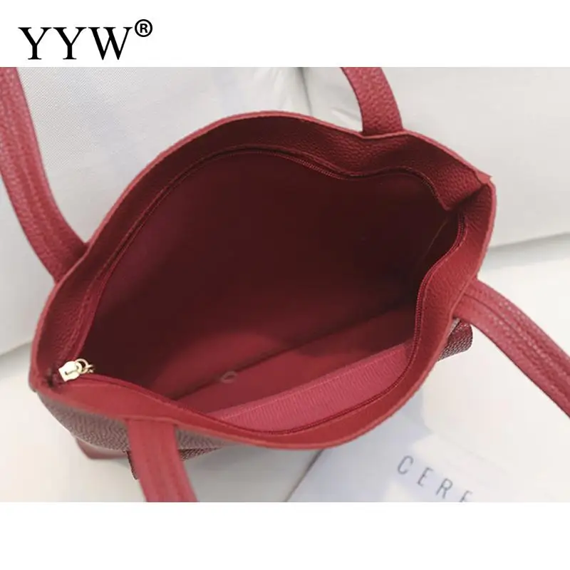 

Pu Leather Lichee Grain Shoulder Bag For Teenager Girl Large Capacity Soft Surface Waterproof Messenger Bag Handbag Casual Tote