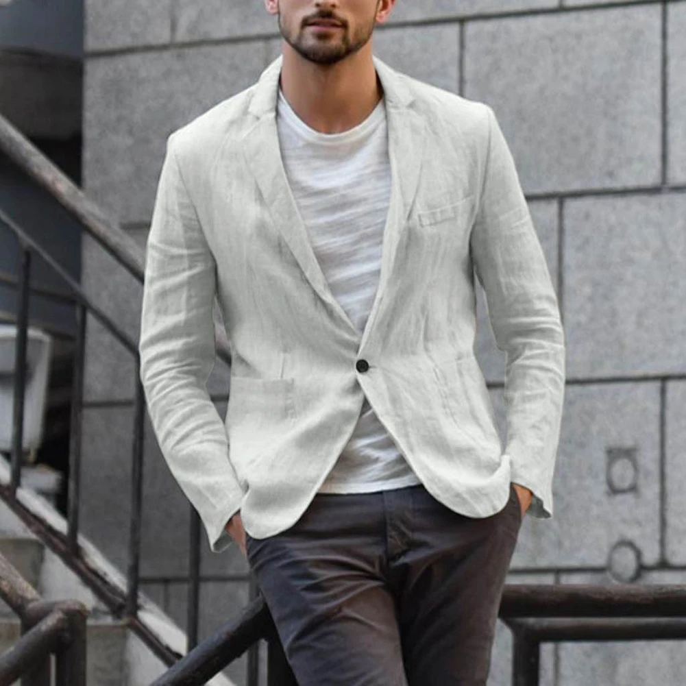 Men Autumn Solid Color Long Sleeve Pockets Cotton Linen Slim Blazer Coat Jacket Fashion Casual Slim Coat Jacket
Men Autumn Solid Color Long Sleeve Pockets Cotton Linen Slim Blazer Coat Jacket Fashion Casual Slim Coat Jacket