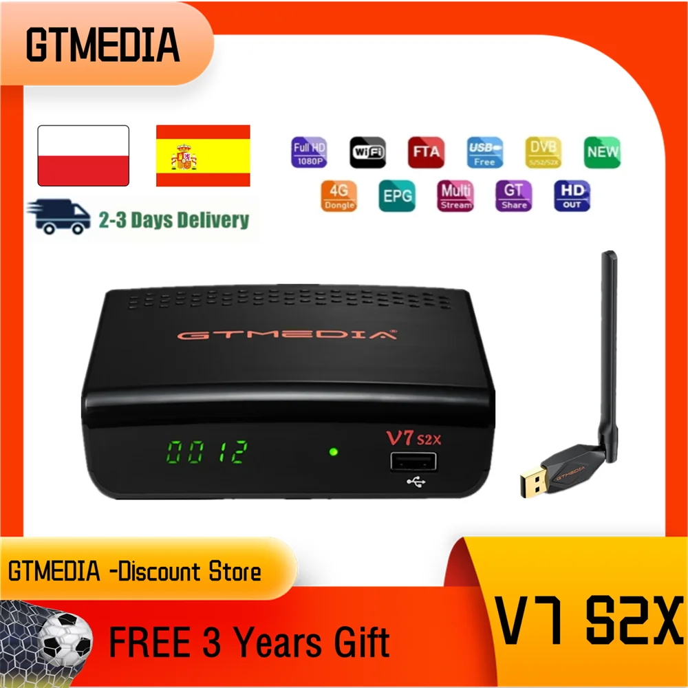 FTA GTmedia V7 S2X DVB-S2 1080P спутниковый ресивер gtmedia V7s2x H.265 обновленная форма GT Media v7s hd с USB WIFI бесплатно без приложения
FTA GTmedia V7 S2X DVB-S2 1080P спутниковый ресивер gtmedia V7s2x H.265 обновленная форма GT Media v7s hd с USB WIFI бесплатно без приложения