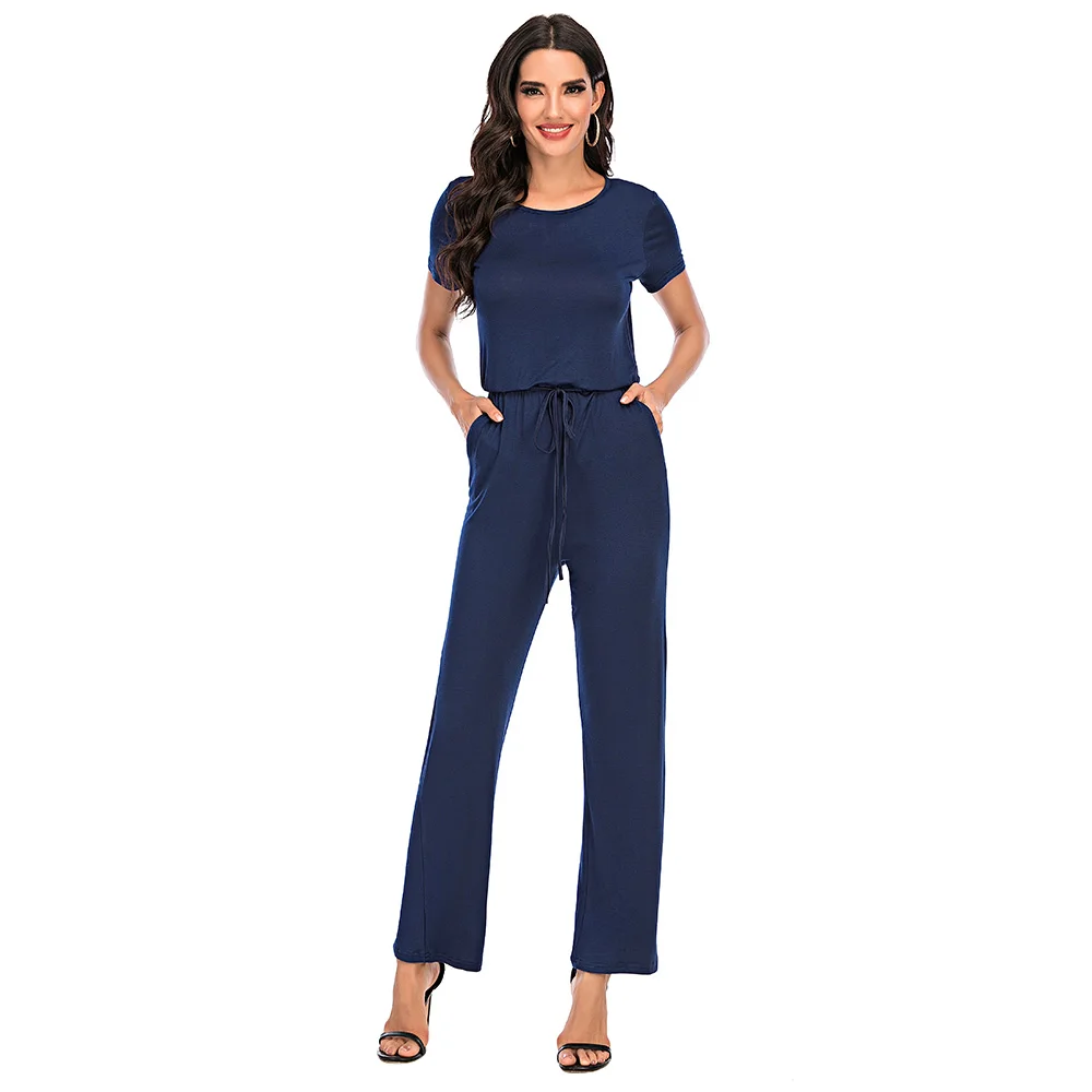 Fashion Women Summer Solid Color Jumpsuit Short Sleeve Sashes Pocket Keyhole Button Wide Leg Pants High Waist Overall Romper
Fashion Women Summer Solid Color Jumpsuit Short Sleeve Sashes Pocket Keyhole Button Wide Leg Pants High Waist Overall Romper