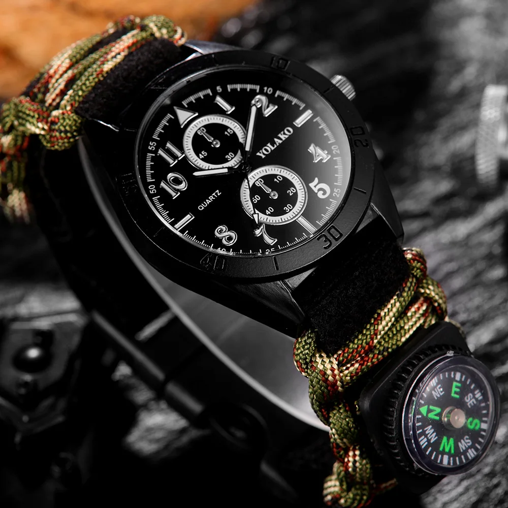 YOLAKO Brand Double Dial Digital Compass Military Watch men Nylon Men's Sports Watches Relogio Masculino Men relojes | Наручные часы