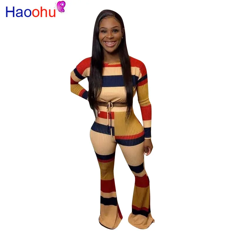 Stripe Sexy 2 Piece Matching Set Outfit Women O Neck Long Sleeve Crop Top and High Waist Wide Leg Pants Autumn Causal Tracksuits
Stripe Sexy 2 Piece Matching Set Outfit Women O Neck Long Sleeve Crop Top and High Waist Wide Leg Pants Autumn Causal Tracksuits