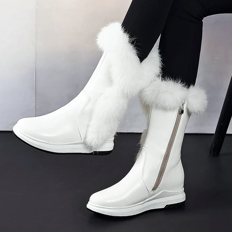 Black White Women's Snow Boots Real Rabbit Fur Decoration Flat Winter Boots Cute Women's Ankle Boots Comfortable Women's Shoes 
Black White Women's Snow Boots Real Rabbit Fur Decoration Flat Winter Boots Cute Women's Ankle Boots Comfortable Women's Shoes