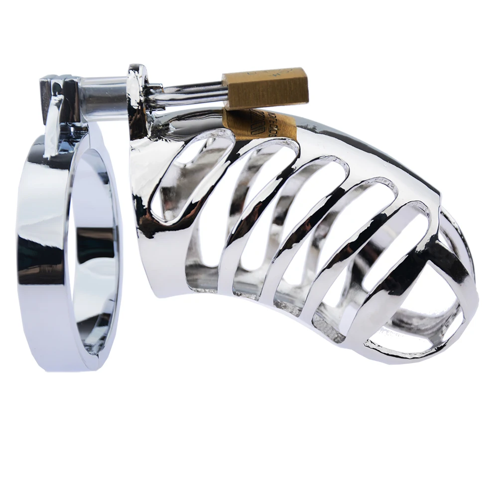 Новейшая Мужская клетка для пениса из нержавеющей стали с нескользящим кольцом