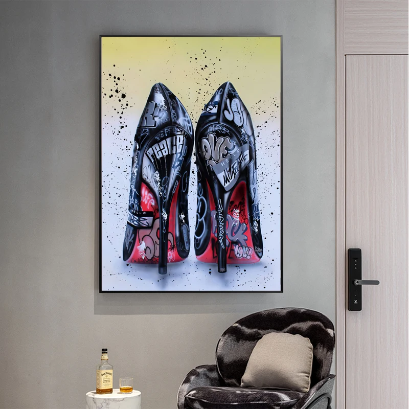 Women Black High Heels Shoes Graffiti Art Canvas Painting on The Wall Graffiti Posters Prints Wall Picture for Living Room Decor
Women Black High Heels Shoes Graffiti Art Canvas Painting on The Wall Graffiti Posters Prints Wall Picture for Living Room Decor